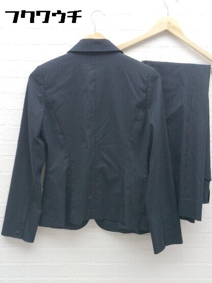 ◇ SUIT SELECT スーツセレクト ストライプ シングル 1B パンツ スーツ 11AR ネイビー グレー レディース_画像2