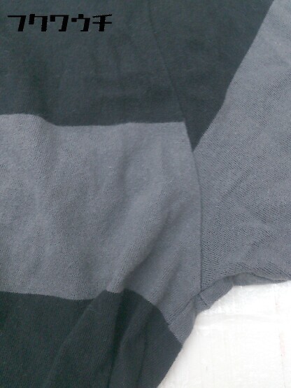 ◇ nano universe ナノユニバース ボーダー 半袖 Tシャツ カットソー サイズM ブラック メンズ_画像6