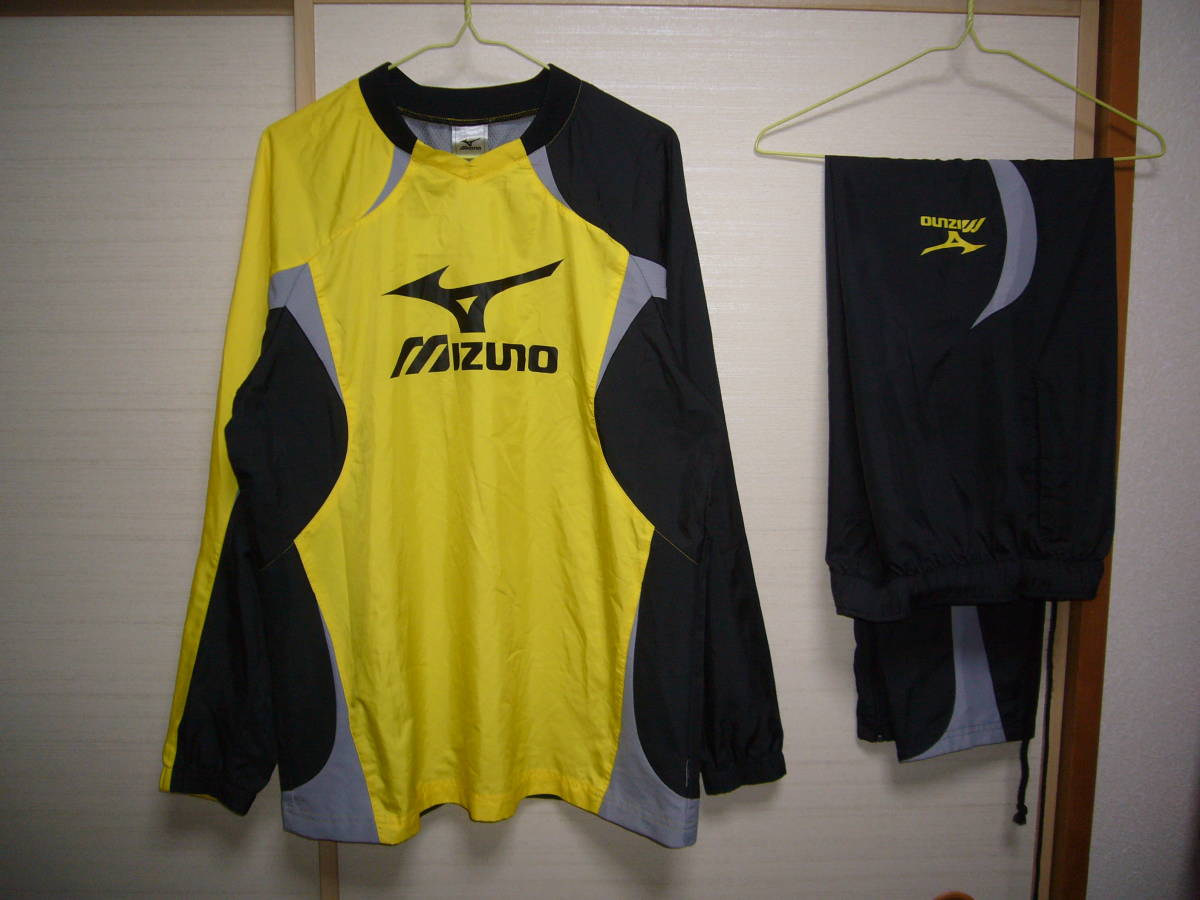  Mizuno nylon top and bottom yellow color × black L size 