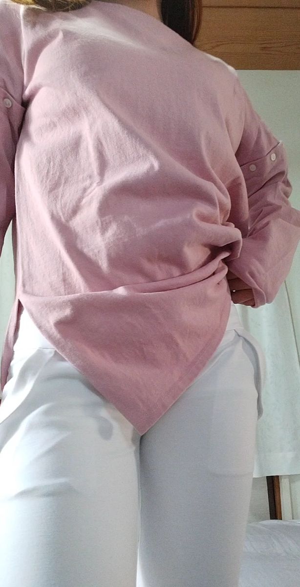 ロングTシャツ 長袖 2way ピンク レディース