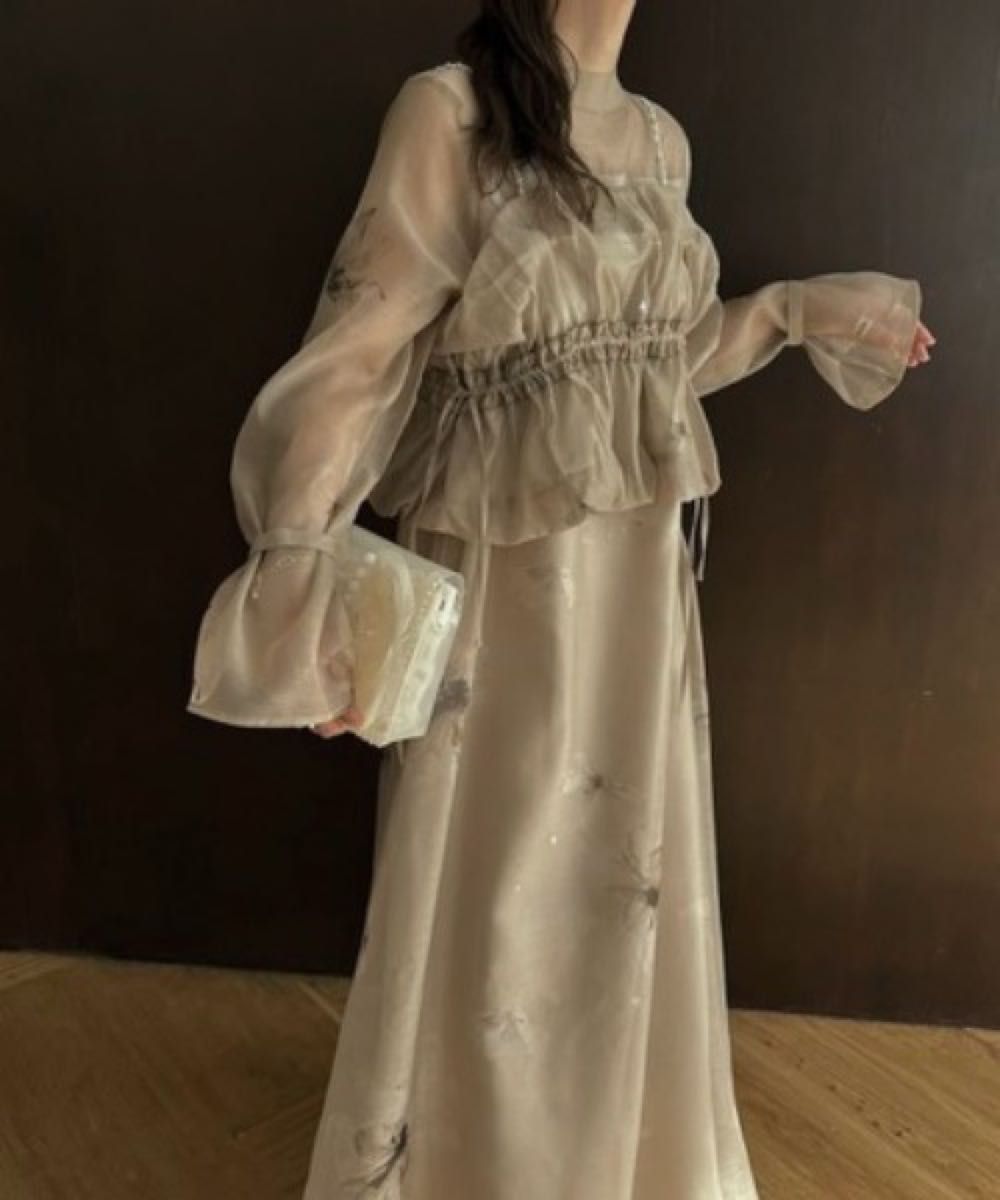 完売商品  willfully オケージョンドレス 結婚式 ワンピース Free  ベージュ ドレス ロングワンピース 発表会