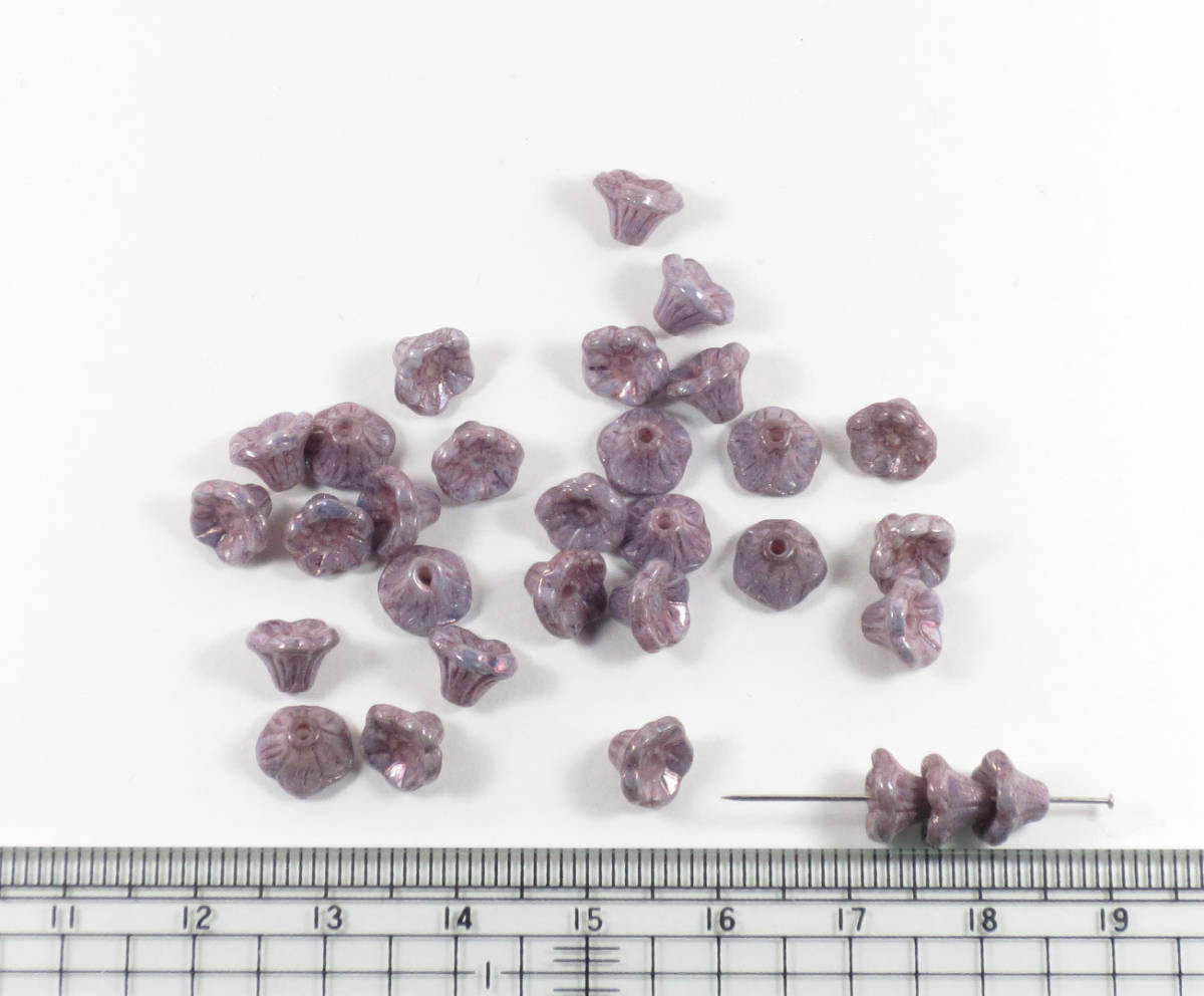 # Czech made beads bell flower purple luster 5×7mm 10 piece #