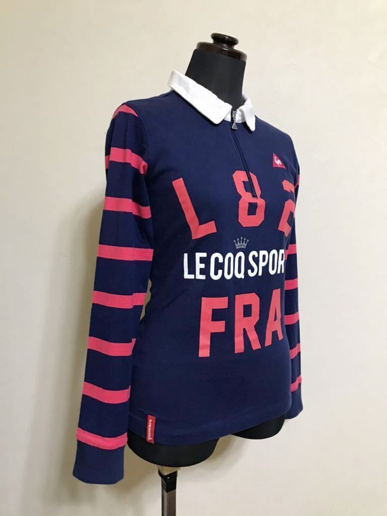 le coq sportif GOLF Le Coq Golf женский половина Zip рубашка тянуть over tops размер M длинный рукав темно-синий Descente QGL1324