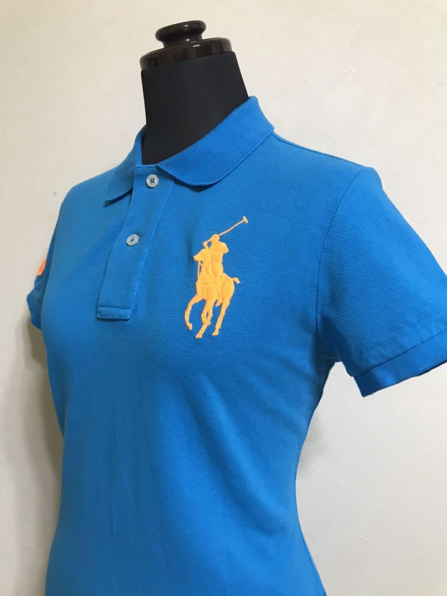 【美品】 Polo Ralph Lauren ポロ ラルフローレン レディース 鹿の子 ビッグポニー ポロシャツ トップス サイズS 半袖 160/84Aライトブルー_画像7