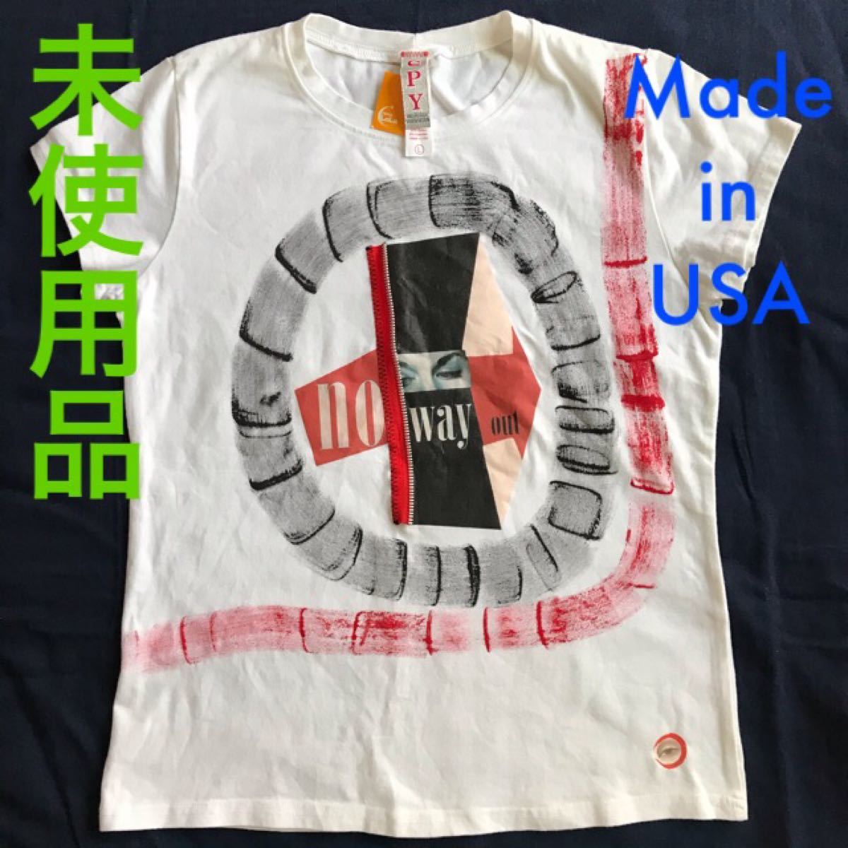 【未使用品】SPY アメリカ製　レディース 白Tシャツ　カットソー デザインT