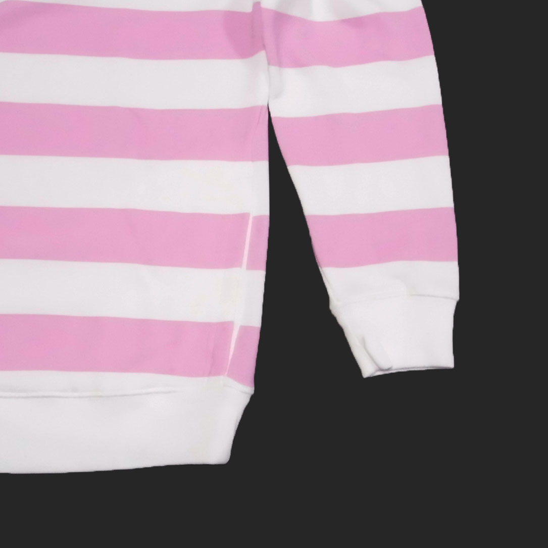 ★SALE★Abercrombie & Fitch/アバクロ★ボーダースウェットハーフジップ (White/Pink/M)