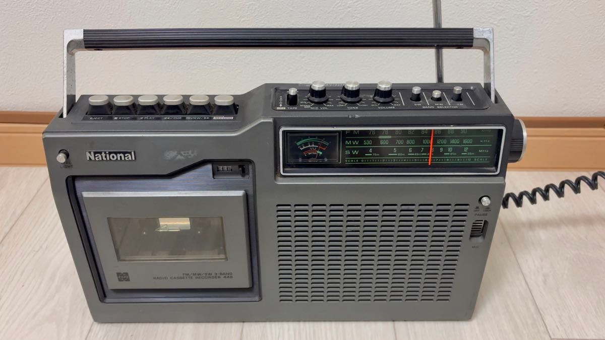 稼働品National RQ-448カセットラジオ ラジカセ ナショナル カセットレコーダー ワイヤレスマイク RP-3720E