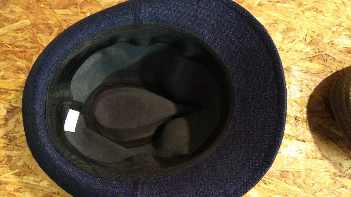 春夏 ＨＳＨ 中折れ帽子 ポリエステル５０％ 麻５０％ 紺色