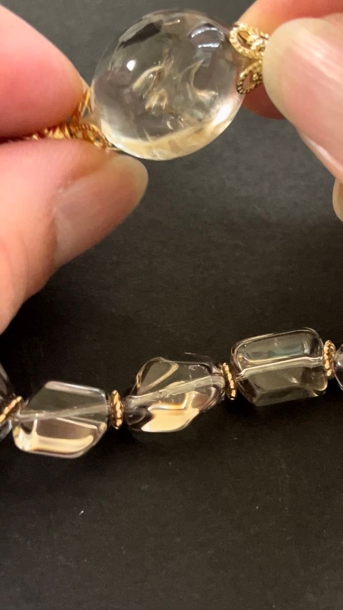水入り水晶・スモーキークォーツタンブルブレスレット