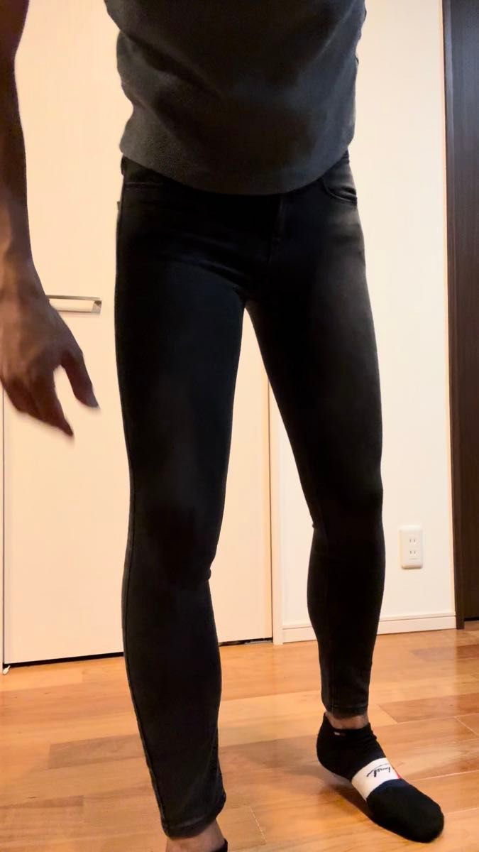 レディース ブラックスキニーデニム 22インチ ブラック デニム スキニー ストレッチ スキニーデニムパンツ