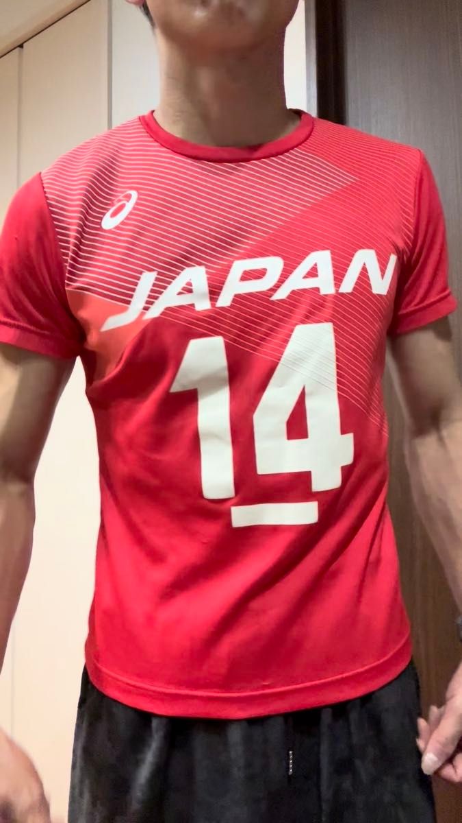 ASICS アシックスバレーボールシャツ 日本代表 ISHIKAWA 14 Sサイズ 半袖Tシャツ 日本代表