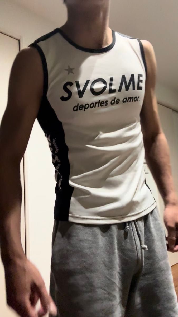 SVOLME スボルメ ノースリーブシャツ ホワイト/ブラック Sサイズ ノースリーブ タンクトップ トレーニング