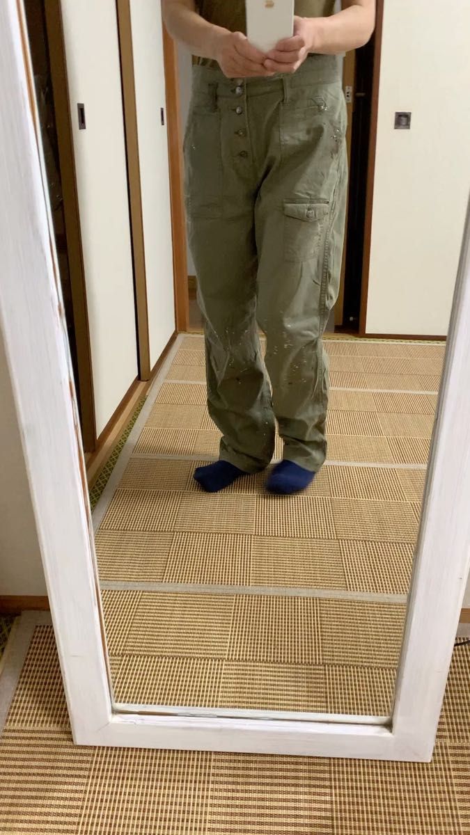 デシグアル カーゴパンツ ペイント ミリタリー カーキ