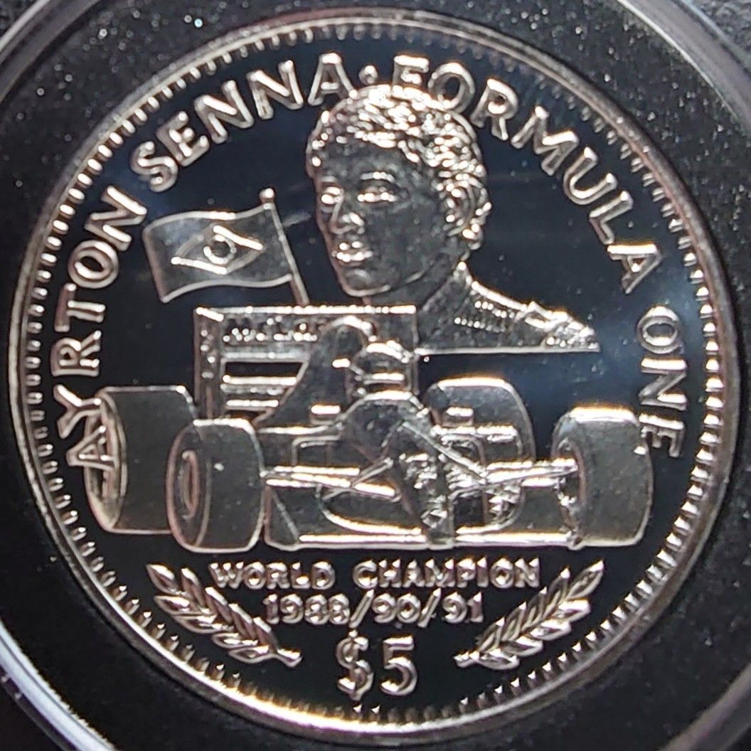 リベリア 1993年 銀貨風アイルトンセナ リベリア 1993年 銀貨風アイルトンセナ