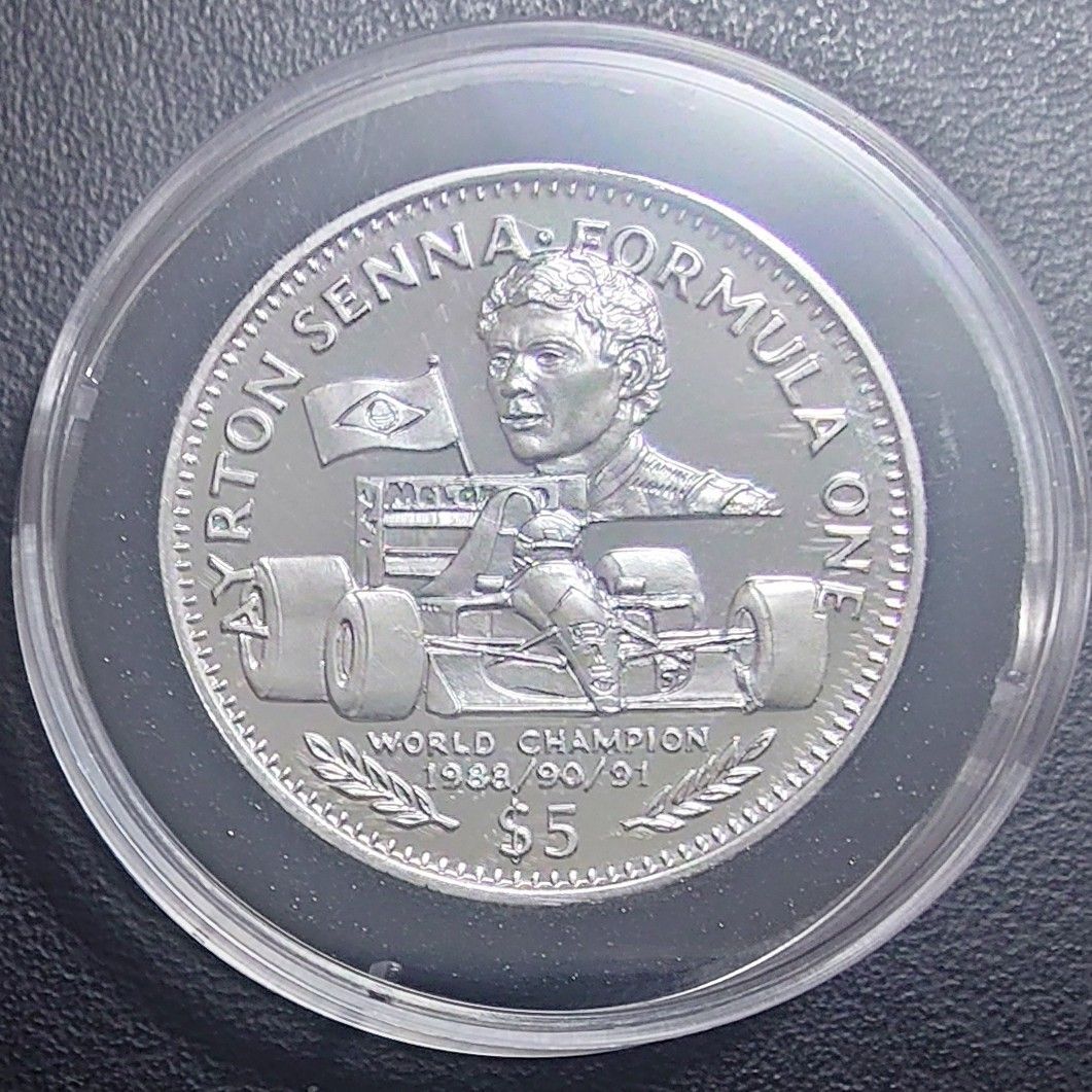 リベリア 1993年 銀貨風アイルトンセナ リベリア 1993年 銀貨風アイルトンセナ