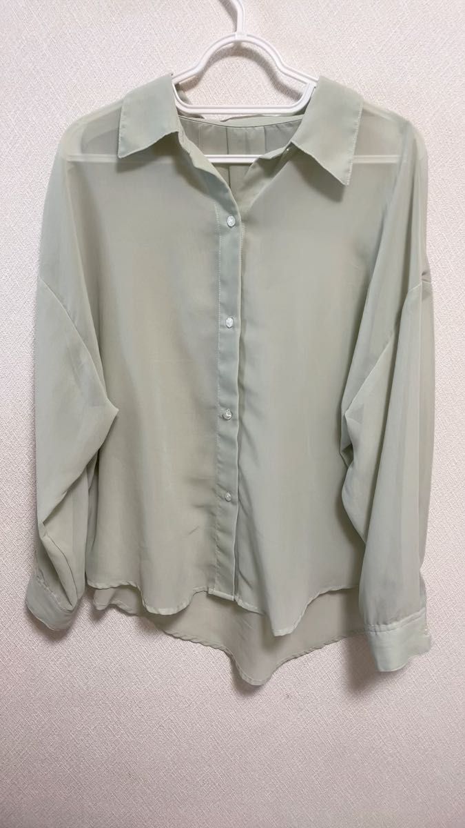 長袖ブラウス シフォンブラウス シースルーブラウス 春夏ブラウス シースルーシャツ オーバーサイズシャツ 春夏カーディガン 未使用