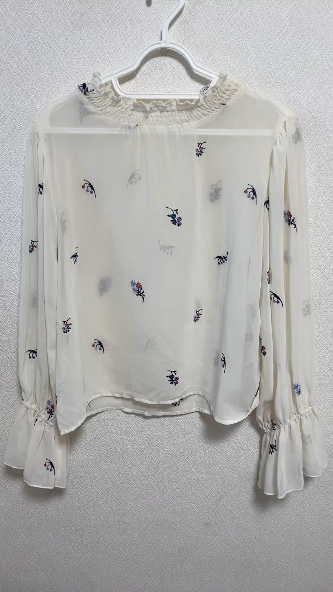 長袖ブラウス シフォンブラウス シースルーブラウス リボンブラウス ハイネックブラウス シフォンブラウス 清楚 上品 婚活 未使用
