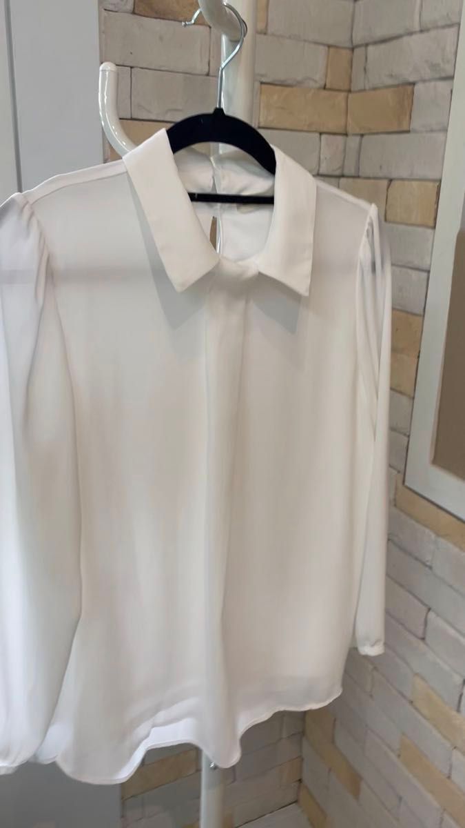 長袖ブラウス シフォンブラウス シースルーブラウス リボンブラウス ハイネックブラウス シフォンブラウス 清楚 上品 婚活 未使用