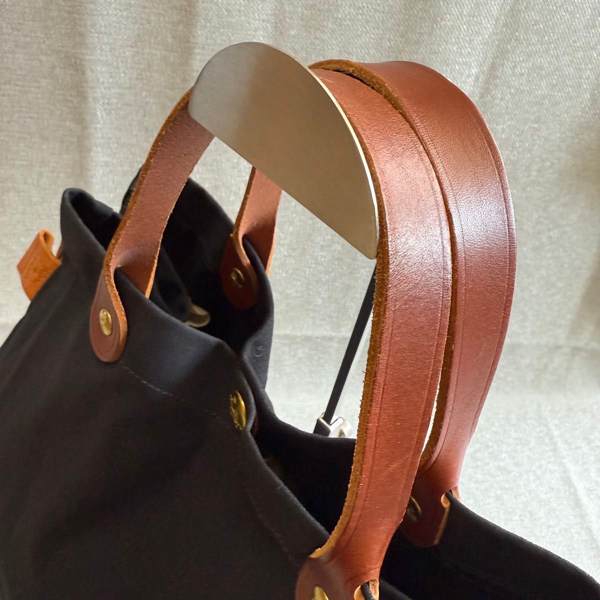 IL BISONTE イルビゾンテ キャンバス レザー トートバッグ ブラック