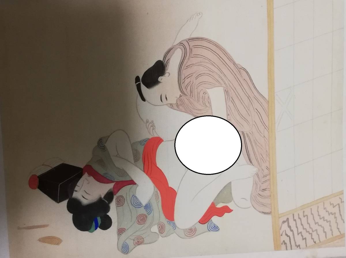  genuine article ukiyoe [ shunga 12 map ] silk . shunga . pillow .