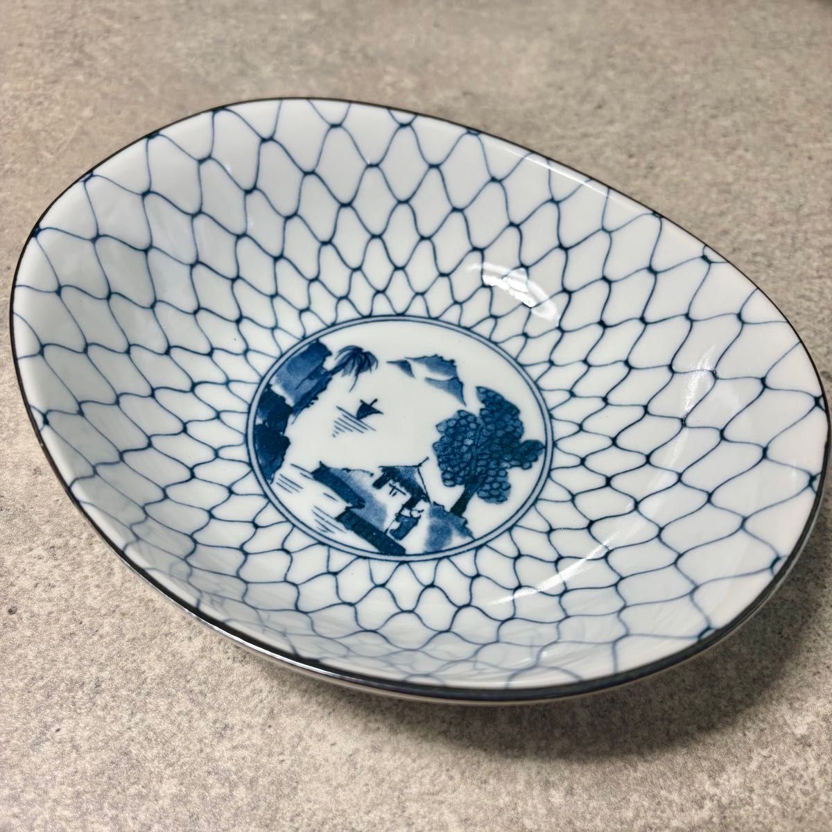 美品陶器 雀 ブレード 盛り皿 美濃焼 17cm 楕円鉢 5柄セット シダ柄 和食器 オーバル 楕円 青