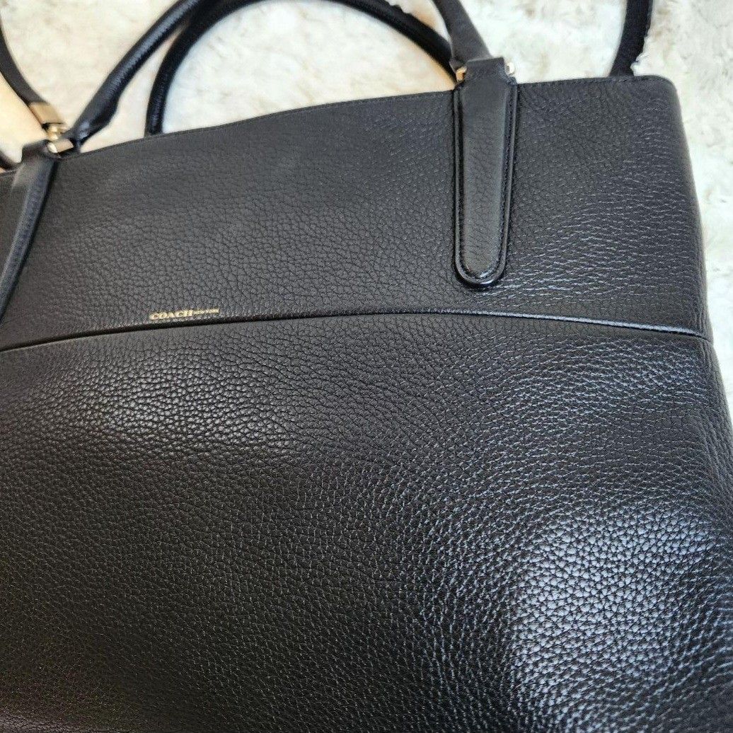 COACH コーチ ザボロー 本革 レザー トートバッグ ショルダーバッグ 黒 ブラック 2WAYバッグ
