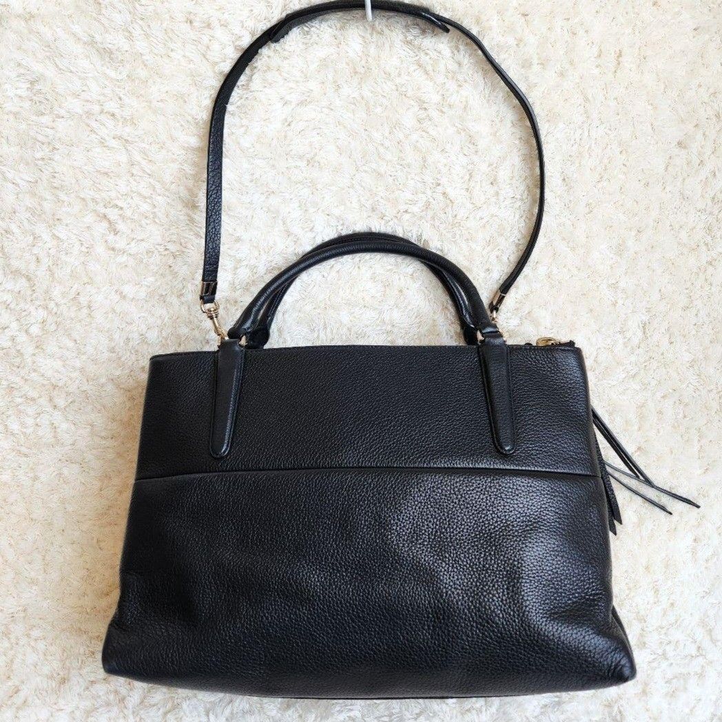 COACH コーチ ザボロー 本革 レザー トートバッグ ショルダーバッグ 黒 ブラック 2WAYバッグ