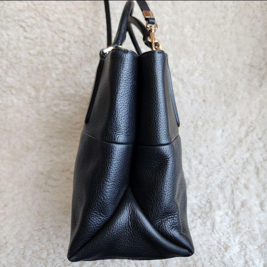 COACH コーチ ザボロー 本革 レザー トートバッグ ショルダーバッグ 黒 ブラック 2WAYバッグ