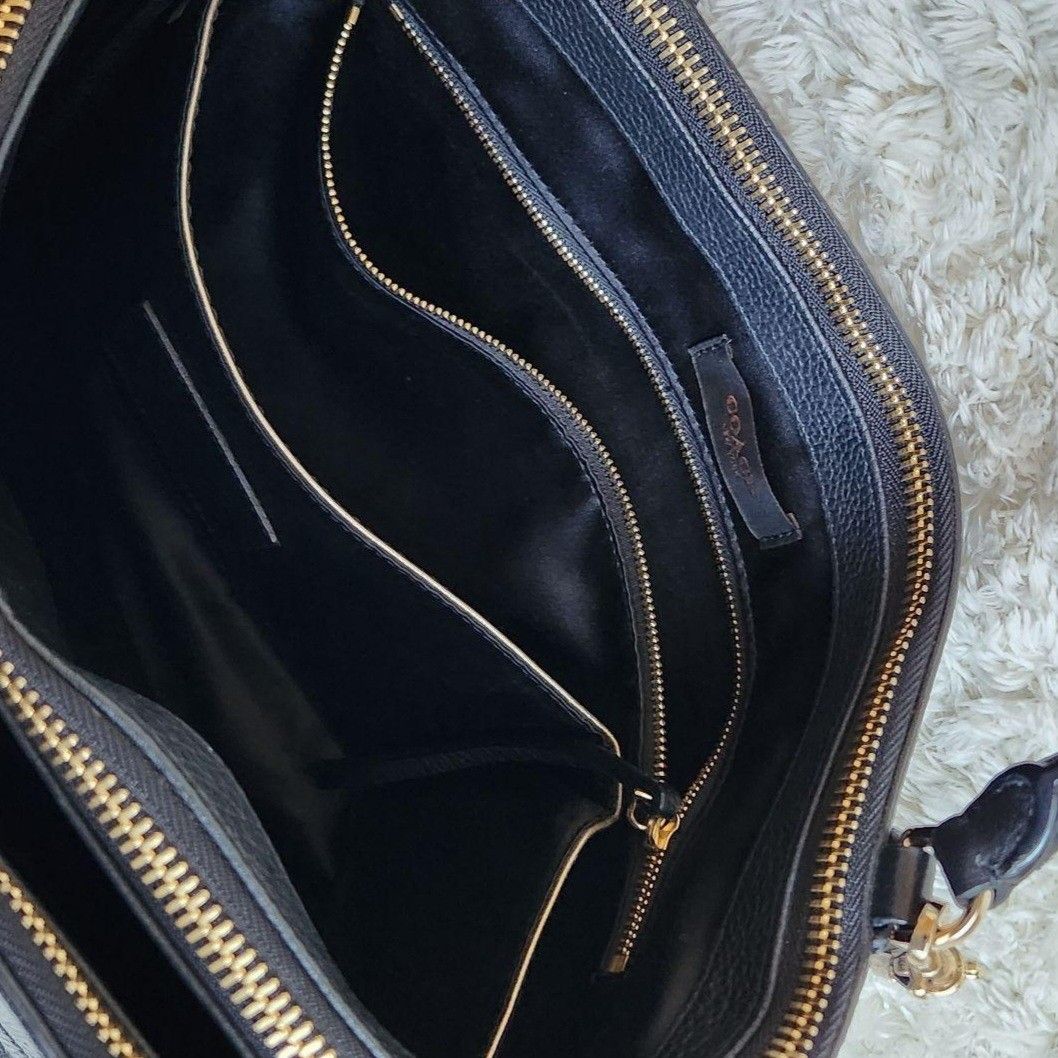 COACH コーチ ザボロー 本革 レザー トートバッグ ショルダーバッグ 黒 ブラック 2WAYバッグ
