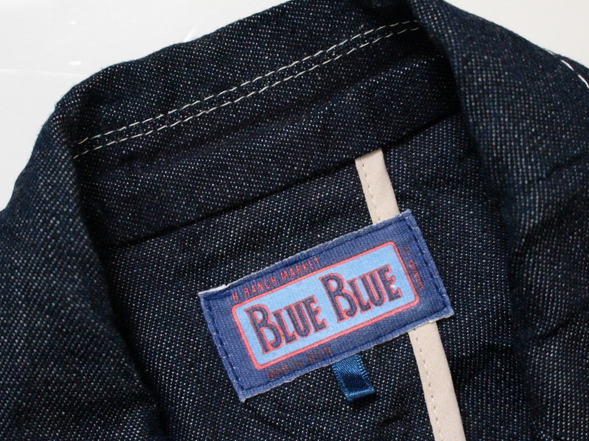 【 BLUE BLUE ブルーブルー 】インディゴ デニム 3つ釦 テーラードジャケット 1/S 薄手 本切羽 聖林公司 ハリウッドランチマーケット_画像2
