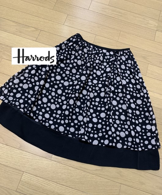 Harrods 【ハロッズ】シルク 〇柄 2枚重ね スカート サイズ 2_画像2