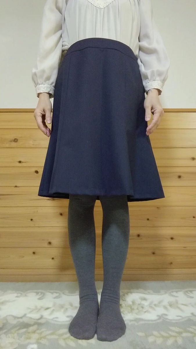 13号サイズ オフィス 制服 スーツ フレアスカート n.line Precious ネイビー 紺色 ひざ丈 タグ付き 未使用