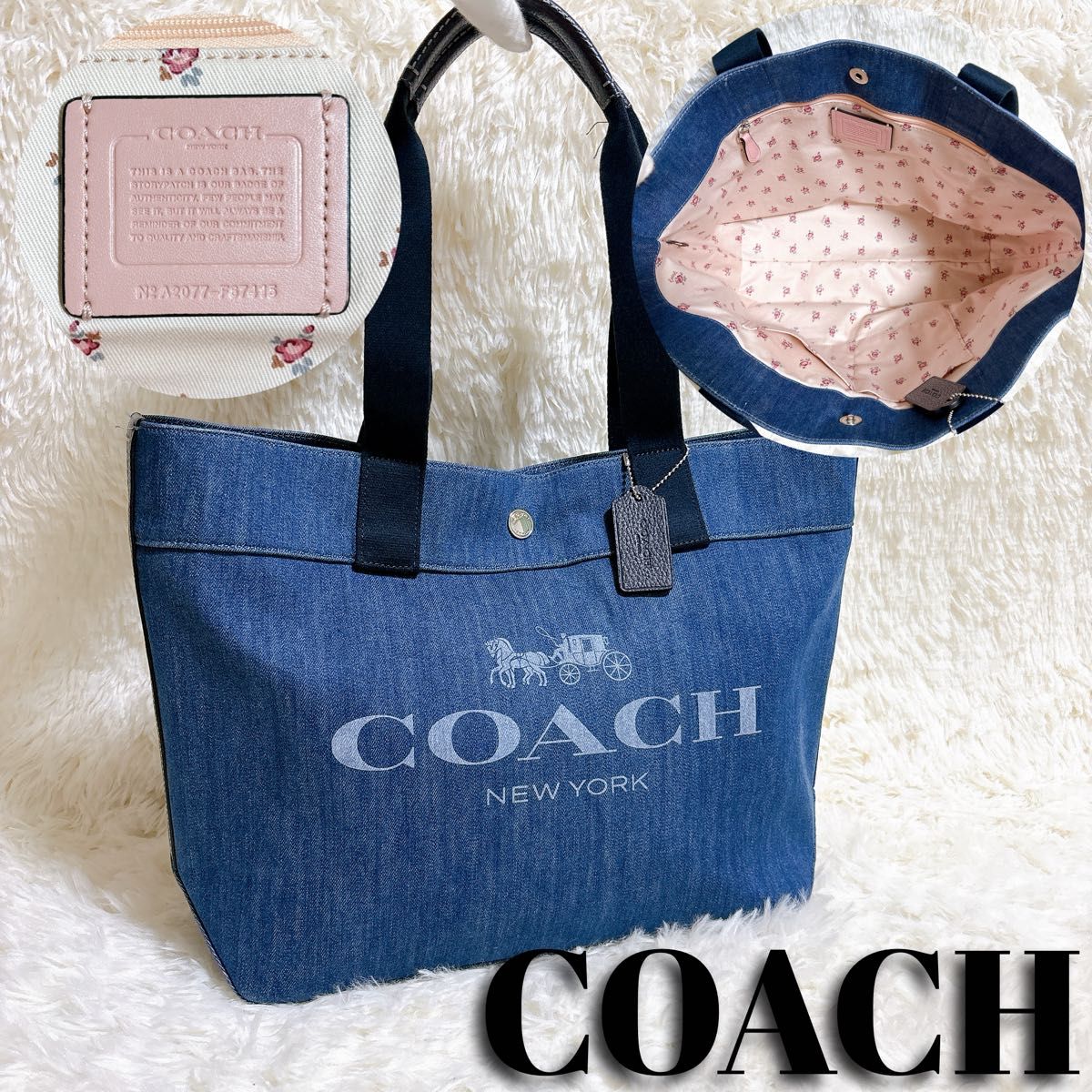 極美品】コーチ COACH トートバッグ デニム 花柄 67415 A4収納可