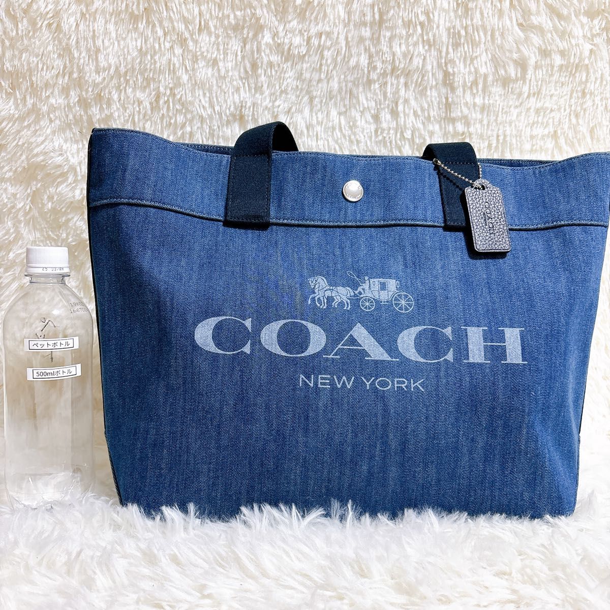 【美品】COACH コーチ トートバッグ 67415 花柄 デニム インディゴ 極美品】コーチ COACH トートバッグ デニム 花柄 67415 A4収納可