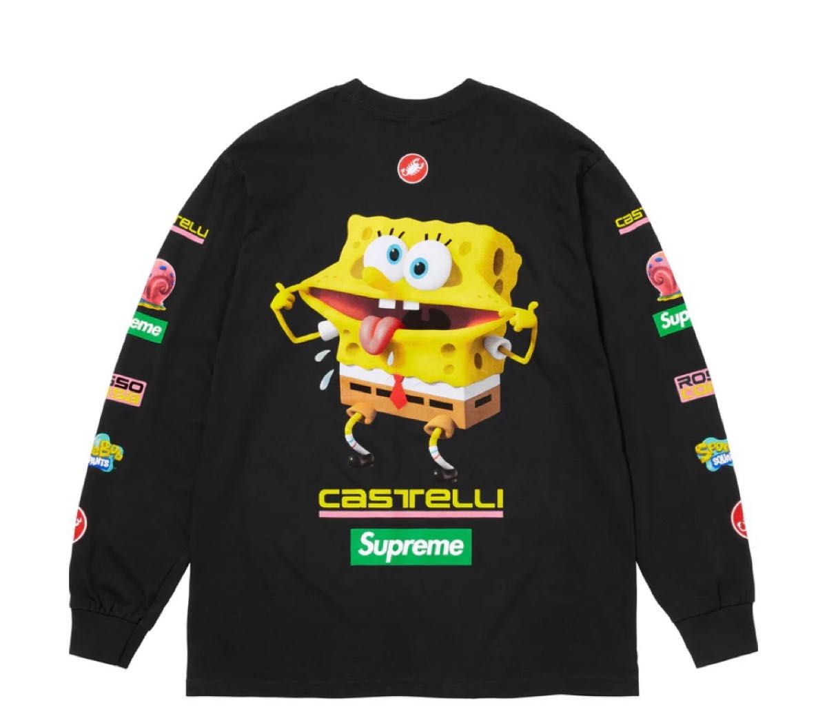 Supreme スポンジボブ 長袖Tシャツ L ブラック Supreme SpongeBob Castelli Racing L/S Tee