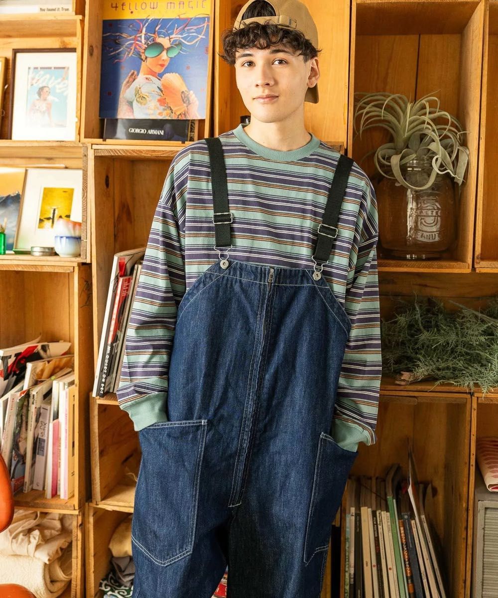ニコアンドniko and JEANS25SSデニムオーバーオールインディゴL