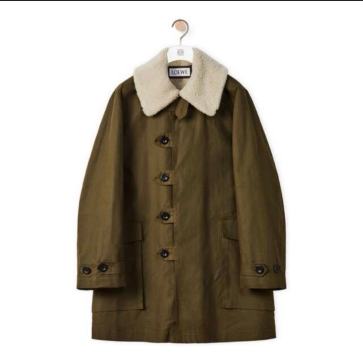 LOEWE ロエベ ステンカラーコート カーキ 4102723J0027 LOEWE ロエベ ミリタリーコート ステンカラーコート カーキ