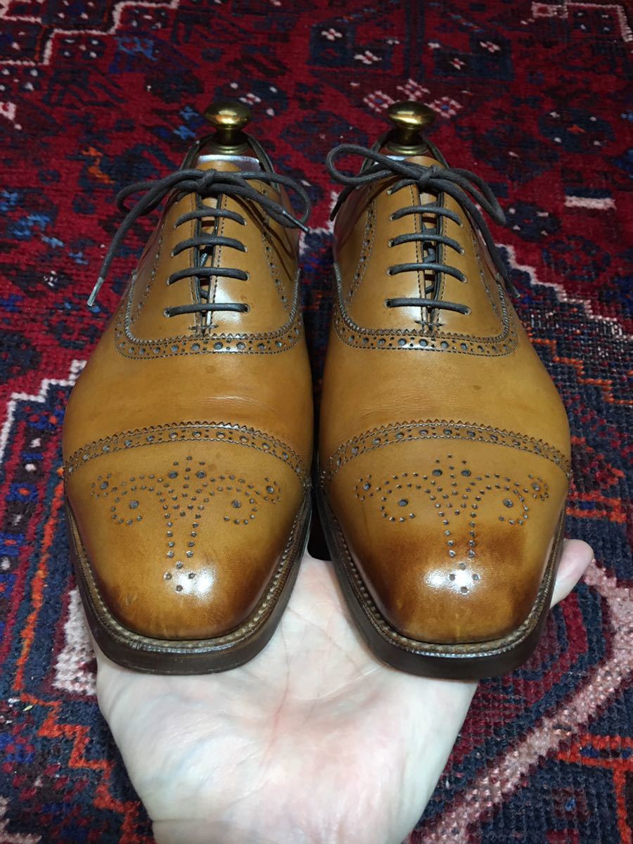 ツリー付OLD EDWARD GREEN ASQUITH LEATHER BLOGUE SHOES MADE IN ENGLAND/オールドエドワードグリーンセミブローグシューズ 8 1/2 E888