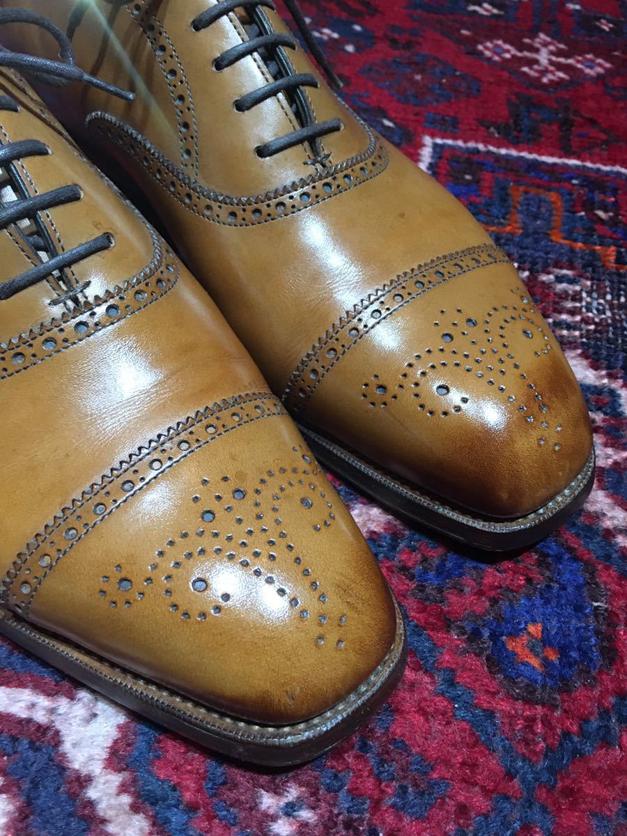 ツリー付OLD EDWARD GREEN ASQUITH LEATHER BLOGUE SHOES MADE IN ENGLAND/オールドエドワードグリーンセミブローグシューズ 8 1/2 E888