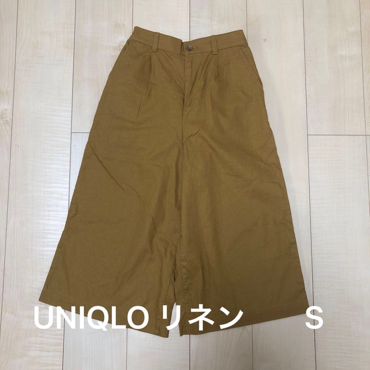 UNIQLO ユニクロ　カラシ色　麻混　リネン　ガウチョパンツ　レディース　S ワイドパンツ