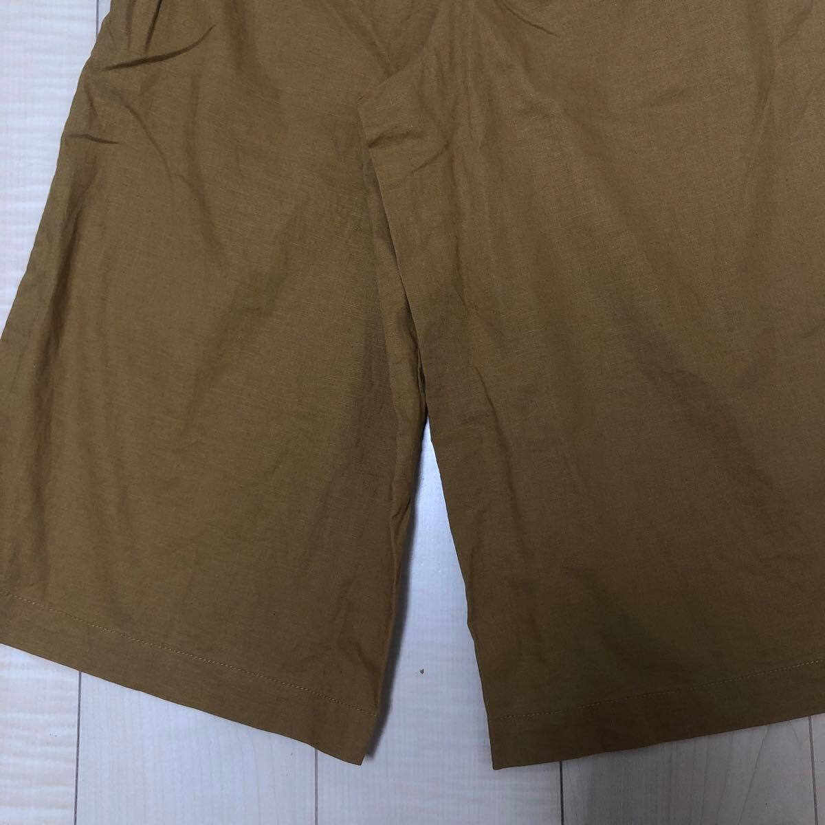 UNIQLO ユニクロ　カラシ色　麻混　リネン　ガウチョパンツ　レディース　S ワイドパンツ