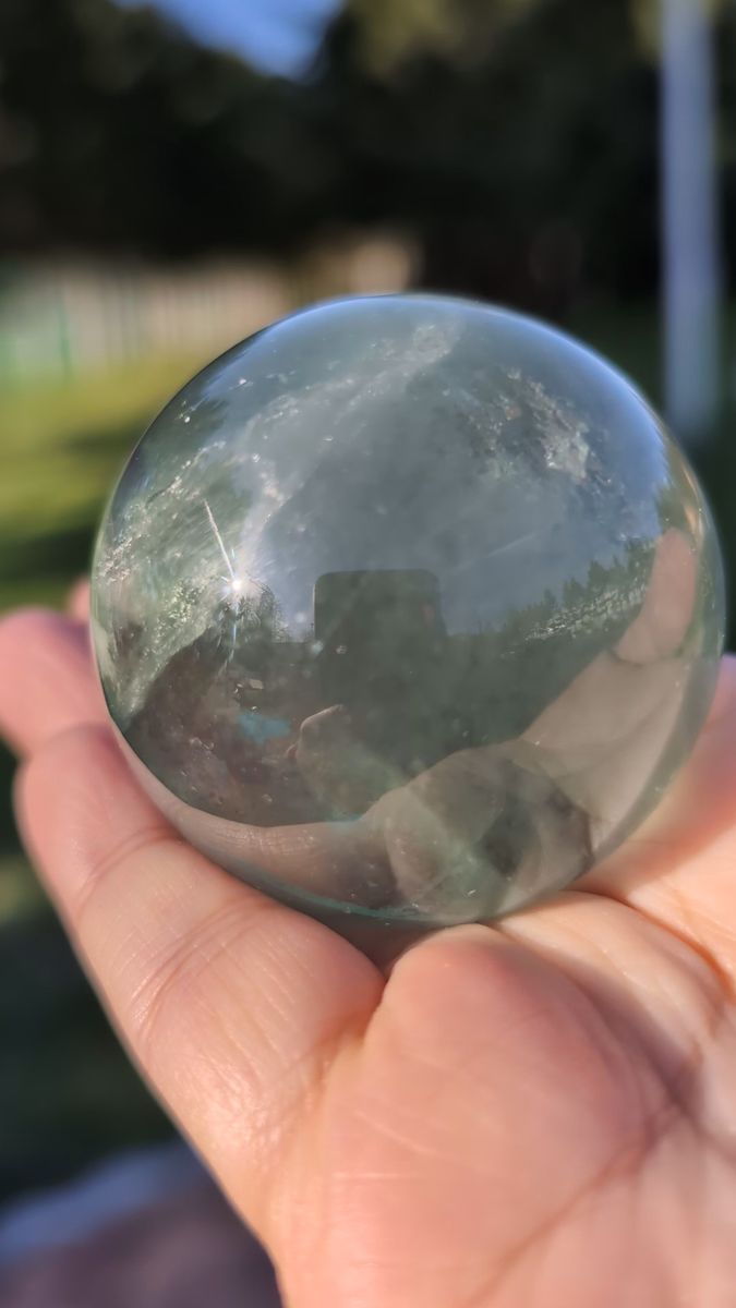 244g TG1 置石 インテリア52.3mm 大き目 フローライト蛍石丸玉