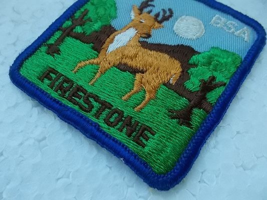 70年台 ボーイスカウト ファイアストーンLAAC BSA FIRESTONE鹿 アメリカ ビンテージ刺繍ワッペン/自然USA狩猟70sアメリカン v75_画像4