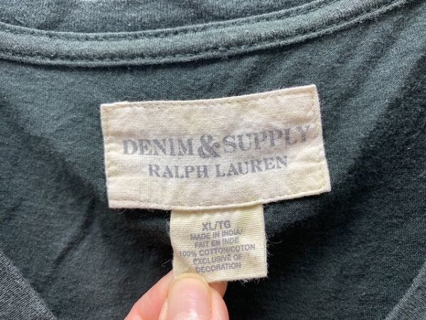 ラルフローレン デニム&サプライ Vネック ポケット付き 半袖Tシャツ (XL) 濃灰系 DENIM&SUPPLY_画像7