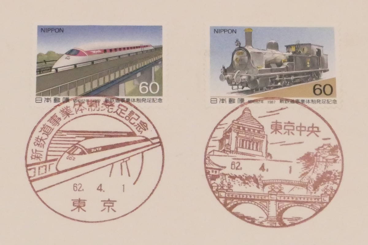 昭和62年4月1日 新鉄道事業体制発足記念 初日カバー_画像2