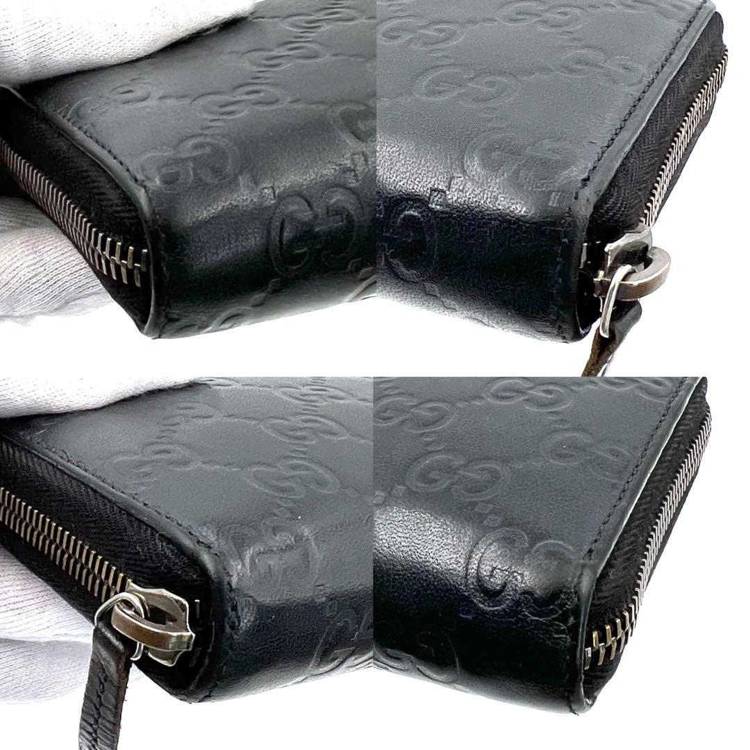 《美品》GUCCI グッチ グッチシマ メンズ レザー ラウンドファスナー 長(zhǎng)財(cái)布 ジップアラウンドウォレット ブラック