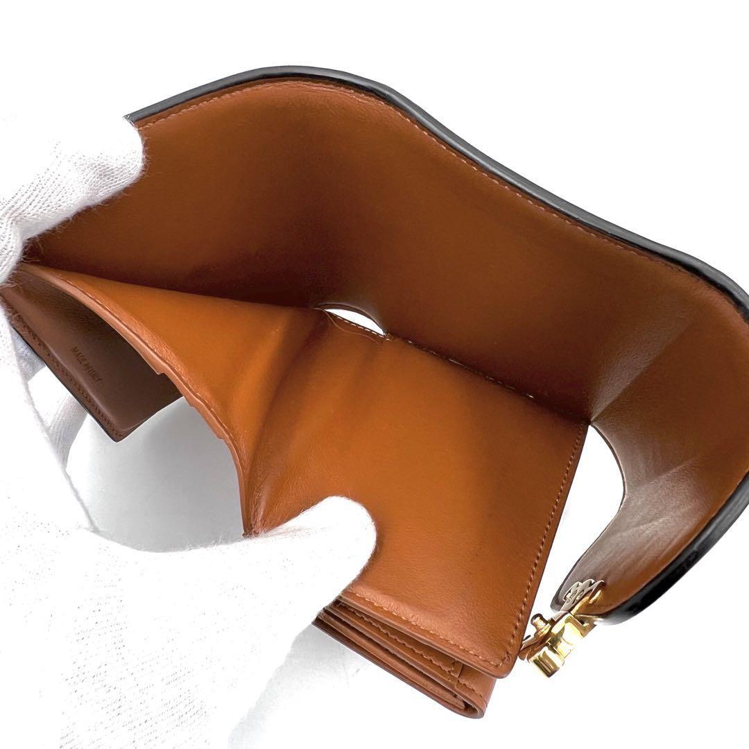 《美品/鑑定書付》2022年限定モデルCELINE セリーヌ トリオンフ レザー スモールウォレット 三つ折り財布 コインケース有り