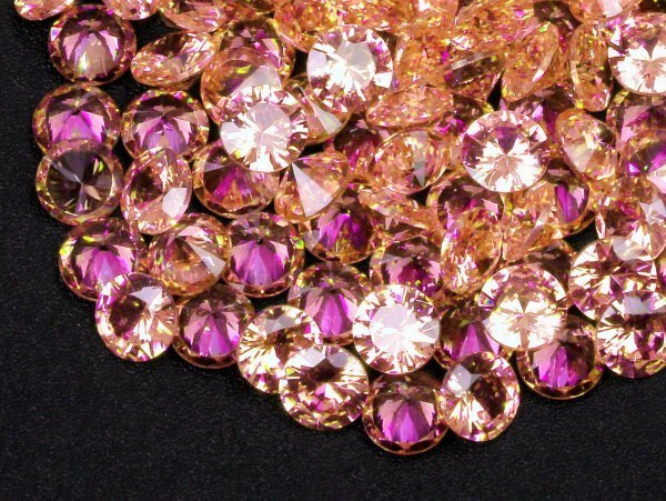 ★シャンパン色 キュービックジルコニア ルース 7mm おまとめて大量約50個(gè)セット 人工ダイヤモンド ラウンドブリリアントカット Nw93