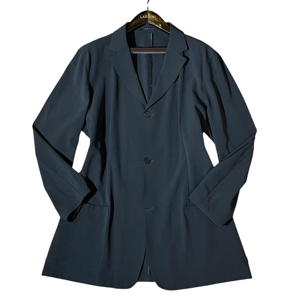 別格3XL!!!涼しさ香るサマー素材!!!【EMPORIO ARMANI エンポリオアルマーニ】美品◎テーラードジャケット◎ストレッチ性◎夏素材 54size 黒