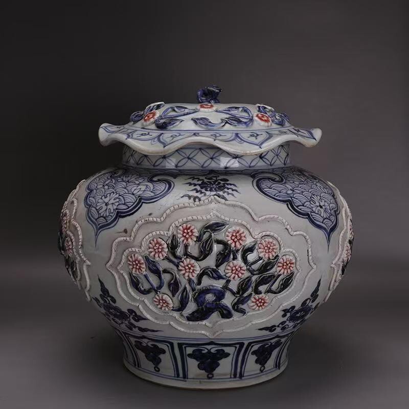 中国古玩 青花蓋物 幅11.8㎝ 東Y6-1205②タトチ